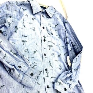 Boys Button Down Shirt Size Large 10/12 Buttons Collared Pocket Horses Children